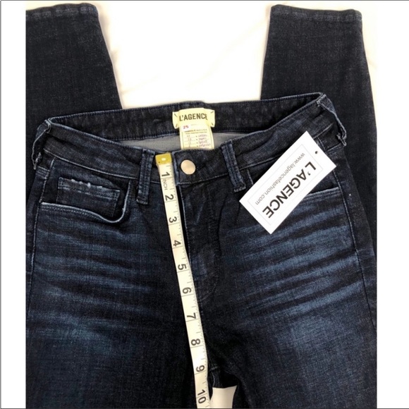 L’Agence Indigo Margot Hi Rise Skinny Jeans Sz25 Contour Waist Hugs to Taper Leg - Picture 10 of 12